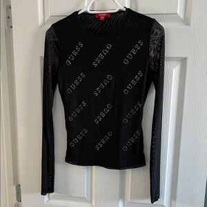 GUESS Black Logo Long Sleeve Tee
